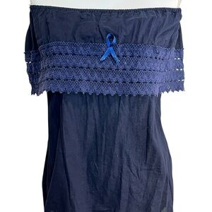 045-Elegant Navy Blue Off-Shoulder Top Size: S-M